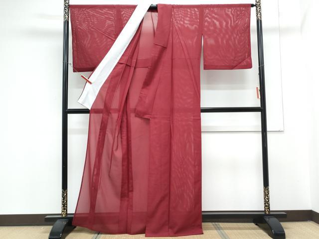平和屋着物＊夏物　色無地　絽　葡萄色　洗える着物　CABL9016th