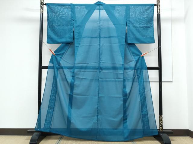 平和屋着物＊夏物　色無地　絽　花浅葱色　洗える着物　CABL9022th