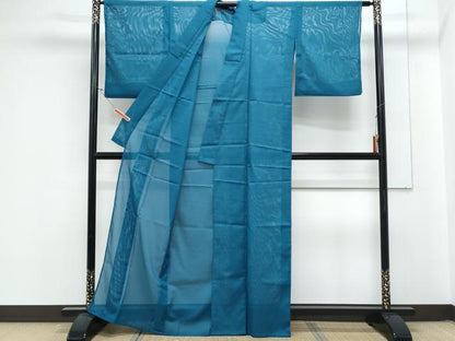 平和屋着物＊夏物　色無地　絽　花浅葱色　洗える着物　CABL9022th