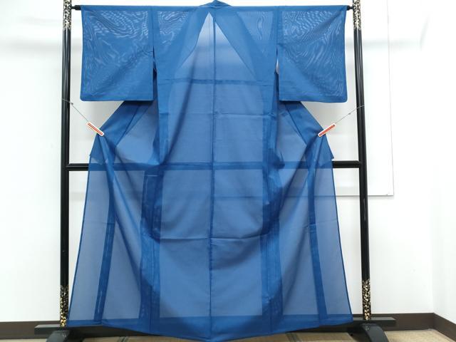 平和屋着物＊夏物　色無地　絽　瑠璃色　洗える着物　CABL9026th