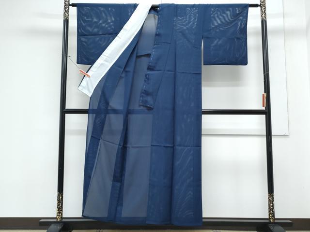 平和屋着物＊夏物　色無地　絽　紺青色　洗える着物　CABL9028th