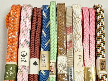 平和屋着物●和装小物　帯締め10本セット　佐賀錦　冠組　笹浪組　角八つ組　唐組　礼装用　金銀糸　鈴乃屋扱い　逸品　未使用　CABL9203qe