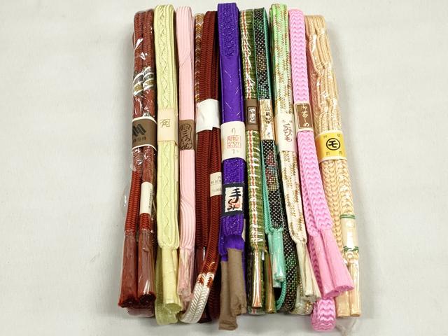 平和屋着物●和装小物　帯締め10本セット　冠組　高麗組　大島紬　金糸　やまと誂製　逸品　未使用　CABL9204qe