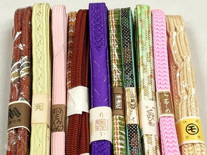 平和屋着物●和装小物　帯締め10本セット　冠組　高麗組　大島紬　金糸　やまと誂製　逸品　未使用　CABL9204qe