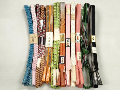 平和屋着物●和装小物　帯締め10本セット　御岳組　大和組　大島紬　草木染め　銀糸　さが美扱い　逸品　未使用　CABL9207qe