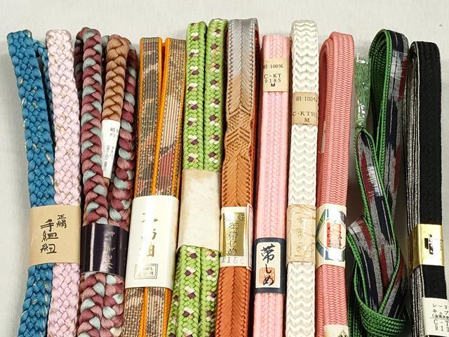 平和屋着物●和装小物　帯締め10本セット　御岳組　大和組　大島紬　草木染め　銀糸　さが美扱い　逸品　未使用　CABL9207qe
