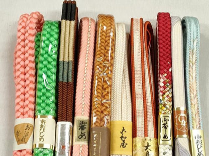 平和屋着物●和装小物　帯締め10本セット　冠組　角八つ組　大島紬　めいくやまと　逸品　未使用　CABL9211qe