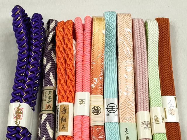 平和屋着物●和装小物　帯締め10本セット　高麗組　大和組　鴨川組　草木染め　金糸　三越扱い　逸品　未使用　CABL9213qe