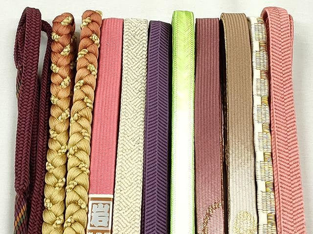平和屋着物●和装小物　帯締め10本セット　高麗組　大和組　笹浪組　草木染め　金糸　逸品　未使用　CABL9224qe