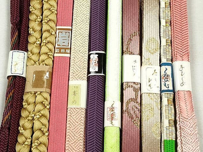 平和屋着物●和装小物　帯締め10本セット　高麗組　大和組　笹浪組　草木染め　金糸　逸品　未使用　CABL9224qe