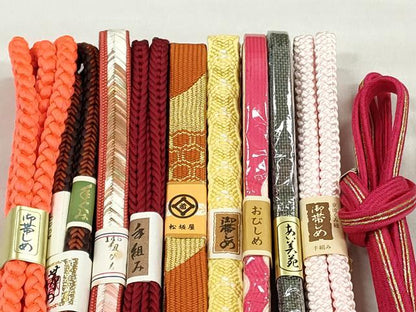 平和屋着物●和装小物　帯締め10本セット　高麗組　唐組　丸源氏組　大和組　金糸　松坂屋扱い　逸品　未使用　CABL9267qe