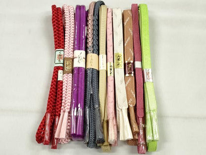 平和屋着物●和装小物　帯締め10本セット　笹浪組　大和組　奈良組　礼装用　金糸　逸品　未使用　CABL9272qe