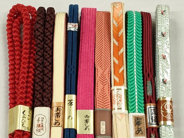 平和屋着物●和装小物　帯締め10本セット　高麗組　笹浪組　大和組　金銀糸　逸品　未使用　CABL9283qe