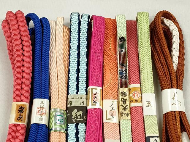 平和屋着物●和装小物　帯締め10本セット　高麗組　笹浪組　大島紬　金糸　伊勢丹扱い　逸品　未使用　CABL9284qe