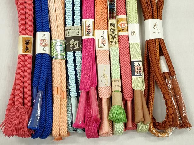 平和屋着物●和装小物　帯締め10本セット　高麗組　笹浪組　大島紬　金糸　伊勢丹扱い　逸品　未使用　CABL9284qe
