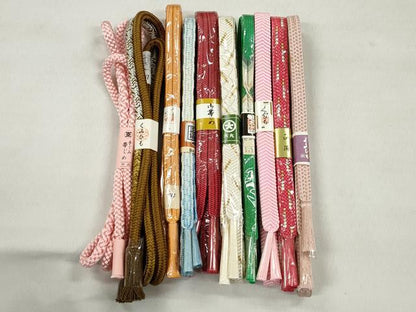 平和屋着物●和装小物　帯締め10本セット　冠組　笹浪組　礼装用　金糸　大丸扱い　逸品　未使用　CABL9286qe