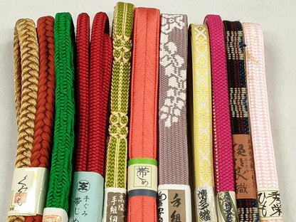 平和屋着物●和装小物　帯締め10本セット　高麗組　大和組　博多織　優佳良　金糸　逸品　未使用　CABL9287qe
