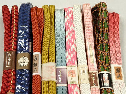 平和屋着物●和装小物　帯締め10本セット　御岳組　大和組　本貝の口織　めいくやまと　金糸　逸品　未使用　CABL9291qe