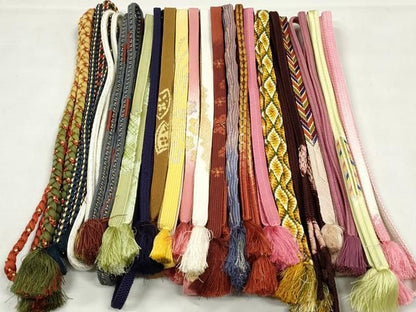 平和屋着物●和装小物　帯締め20本セット　高麗組　変わり貝の口織　冠組　笹浪組　唐組　奈良組　礼装用　金銀糸　逸品　CABL9363qe