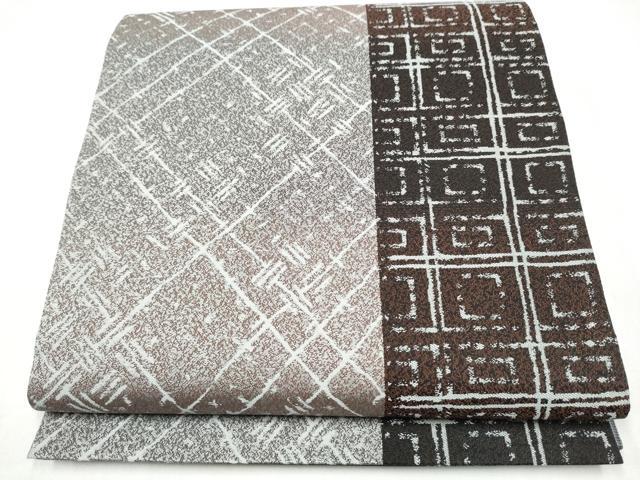 平和屋着物●西陣 両面 全通柄袋帯 紹巴織 幾何学文様 正絹 逸品 CABL9604hy