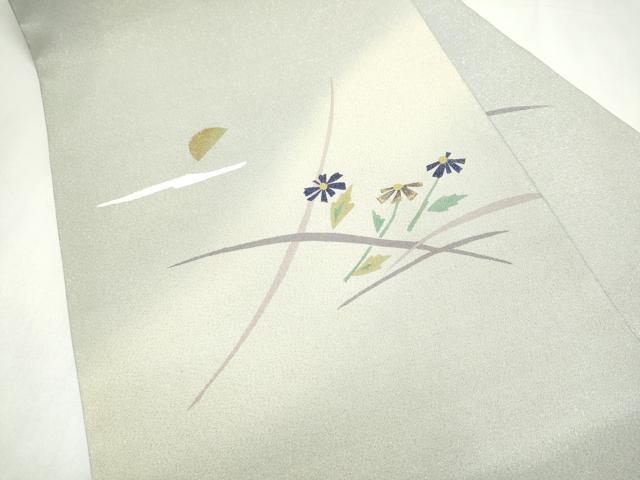 平和屋着物●九寸名古屋帯　刺繍　枝花文　金糸　正絹　逸品　CABL9607hy