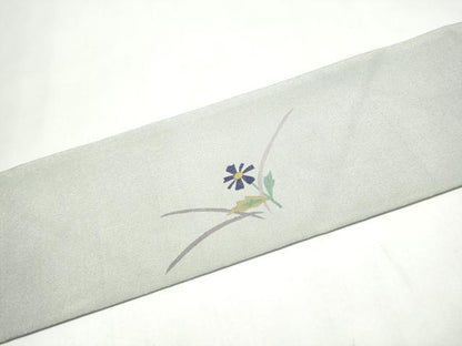 平和屋着物●九寸名古屋帯　刺繍　枝花文　金糸　正絹　逸品　CABL9607hy