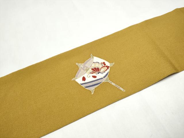 平和屋着物●九寸名古屋帯　糸巻き花蝶文　金彩　鬼しぼ縮緬　正絹　逸品　CABL9608hy
