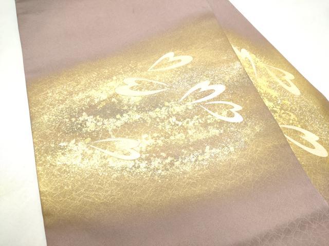 平和屋着物●九寸名古屋帯　駒刺繍　舞花びら　金銀彩　正絹　逸品　CABL9609hy