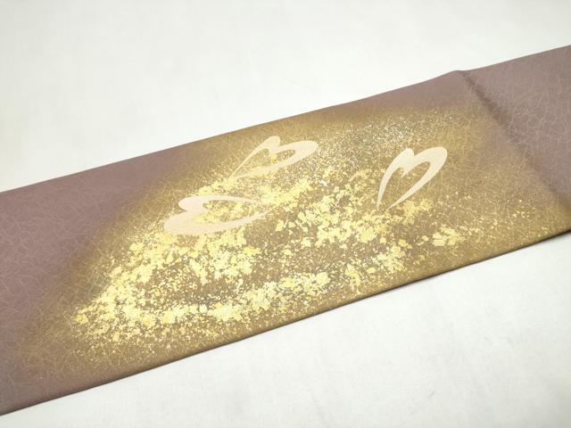 平和屋着物●九寸名古屋帯　駒刺繍　舞花びら　金銀彩　正絹　逸品　CABL9609hy