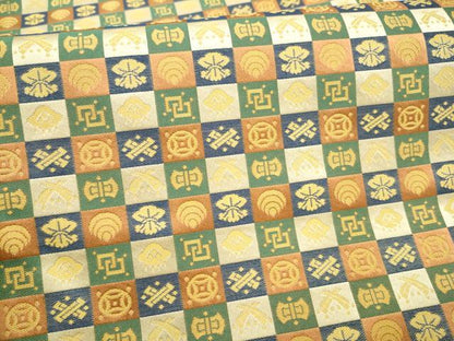 平和屋着物●全通柄　九寸名古屋帯　市松吉祥文　正絹　逸品　CABL9610hy