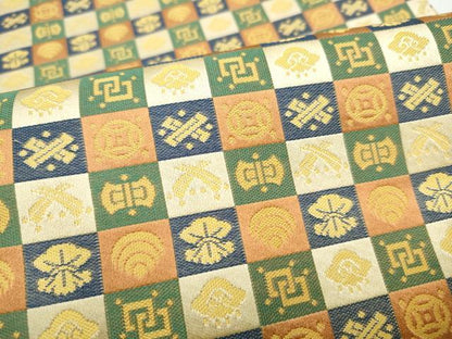 平和屋着物●全通柄　九寸名古屋帯　市松吉祥文　正絹　逸品　CABL9610hy