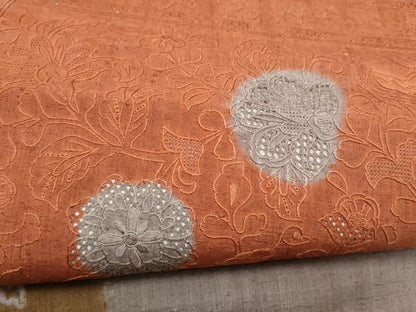 平和屋着物●中国三大刺繍　スワトウ相良刺繍　九寸名古屋帯　紬地　花唐草文　正絹　逸品　CABL9613hy