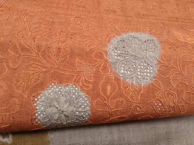 平和屋着物●中国三大刺繍　スワトウ相良刺繍　九寸名古屋帯　紬地　花唐草文　正絹　逸品　CABL9613hy