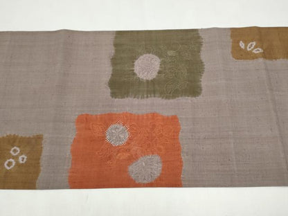 平和屋着物●中国三大刺繍　スワトウ相良刺繍　九寸名古屋帯　紬地　花唐草文　正絹　逸品　CABL9613hy