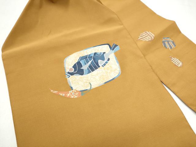 平和屋着物●八寸名古屋帯　綴れ　魚　正絹　逸品　CABL9614hy