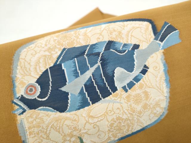平和屋着物●八寸名古屋帯　綴れ　魚　正絹　逸品　CABL9614hy