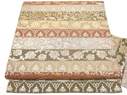 平和屋着物●九寸名古屋帯　花唐草文　金糸　正絹　逸品　CABL9617hy