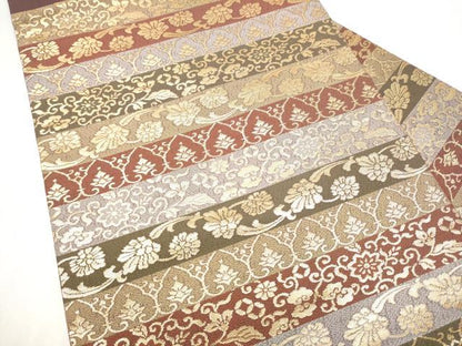 平和屋着物●九寸名古屋帯　花唐草文　金糸　正絹　逸品　CABL9617hy