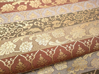 平和屋着物●九寸名古屋帯　花唐草文　金糸　正絹　逸品　CABL9617hy