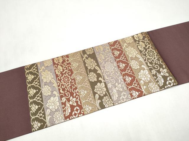 平和屋着物●九寸名古屋帯　花唐草文　金糸　正絹　逸品　CABL9617hy