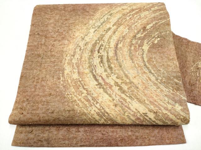平和屋着物●九寸名古屋帯　紬地　抽象文様　正絹　逸品　CABL9620hy
