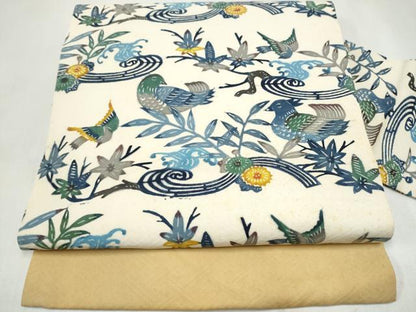 平和屋着物●九寸名古屋帯　紅型　休み鳥花文　正絹　逸品　CABL9624hy
