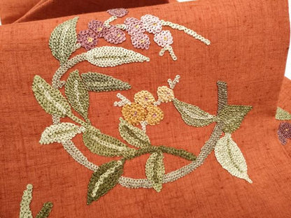平和屋着物●中国三大刺繍　総相良刺繍　九寸名古屋帯　紬地　花唐草文　正絹　逸品　CABL9629hy