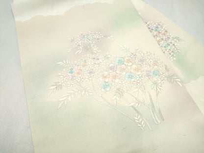 平和屋着物●九寸名古屋帯　総刺繍　枝花文　正絹　逸品　CABL9632hy