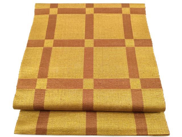 平和屋着物●本場黄八丈　紬　八寸名古屋帯　格子柄　正絹　逸品　CABL9634hy
