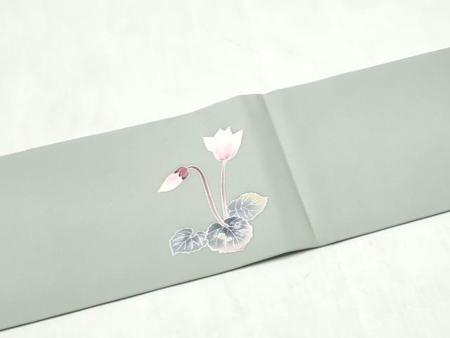 平和屋着物●京友禅 羽田工房　京都府指定無形文化財保持者　羽田登　塩瀬　九寸名古屋帯　草花文　三越扱い　正絹　逸品　CABL9641hy
