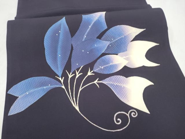 平和屋着物●塩瀬　九寸開き名古屋帯　枝葉文　正絹　逸品　CABL9644hy