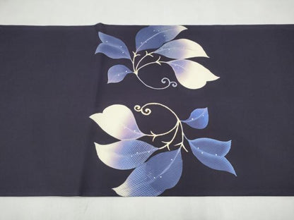 平和屋着物●塩瀬　九寸開き名古屋帯　枝葉文　正絹　逸品　CABL9644hy