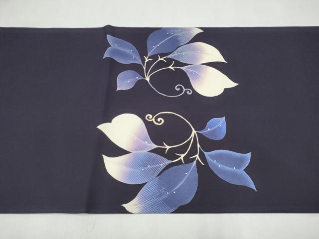 平和屋着物●塩瀬　九寸開き名古屋帯　枝葉文　正絹　逸品　CABL9644hy