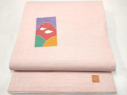 平和屋着物●九寸開き名古屋帯　作家物　紬地　遠山文　正絹　逸品　CABL9645hy